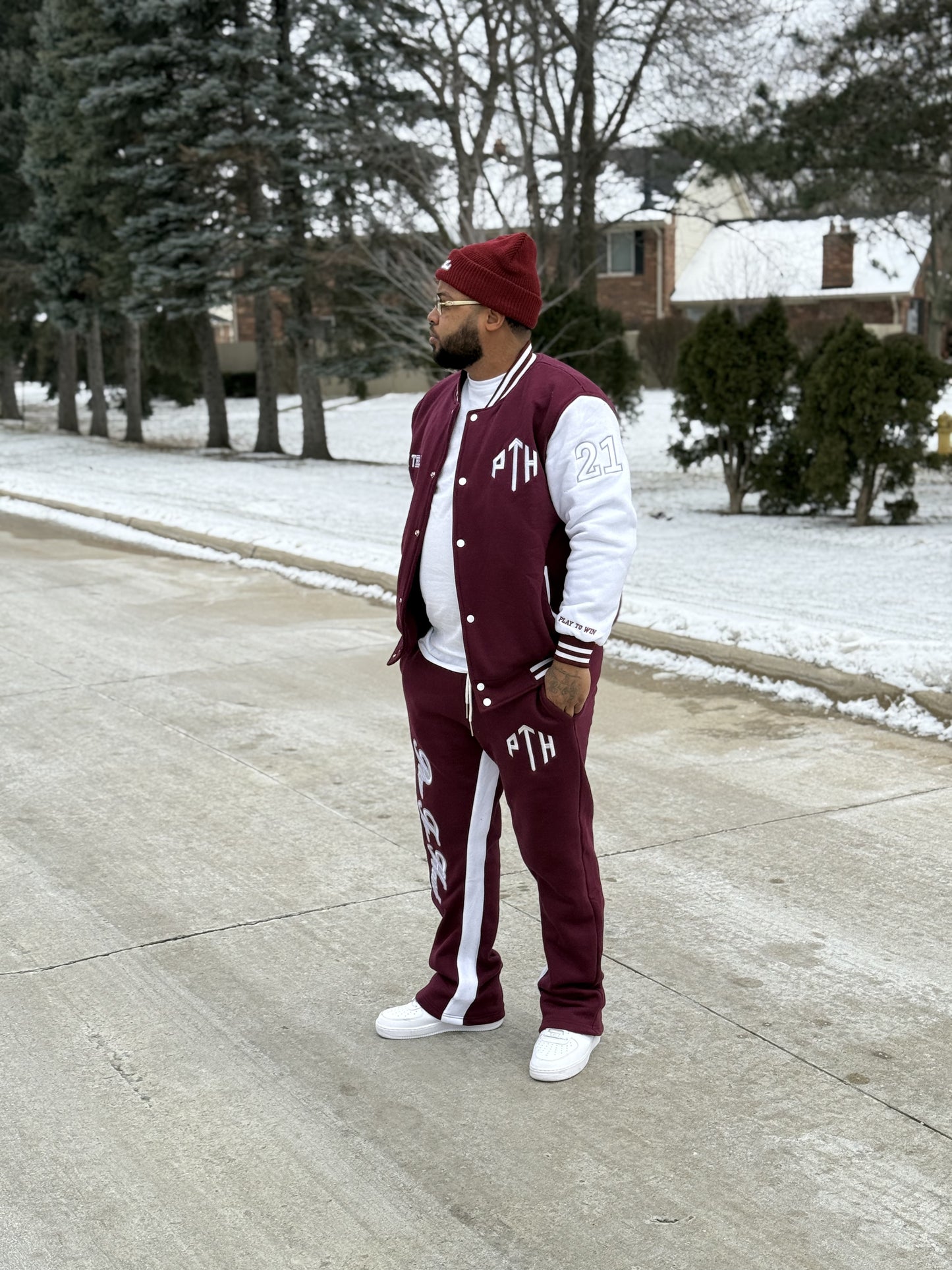 Burgundy Stack Jogger Set
