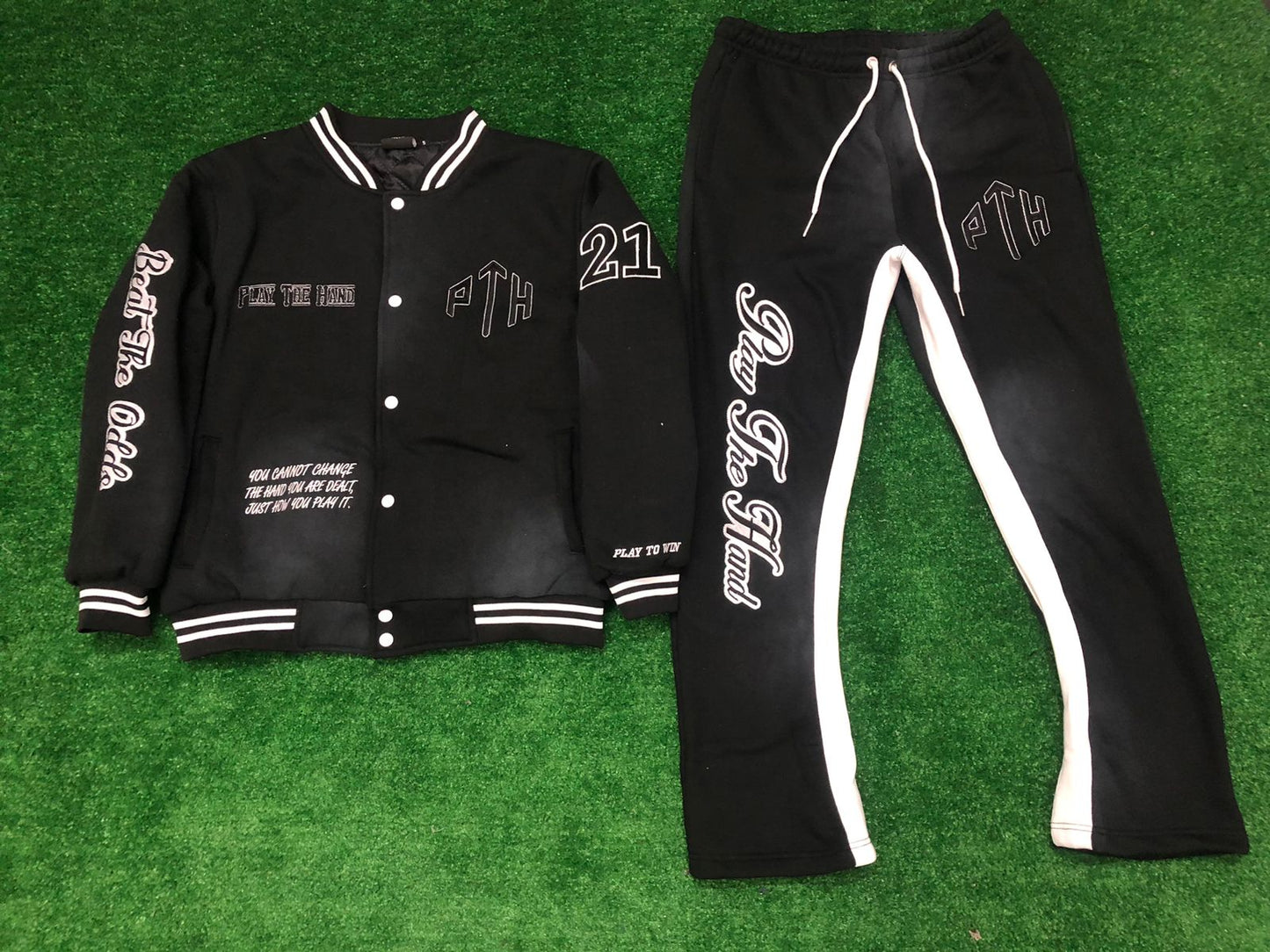Black Stack Jogger Set