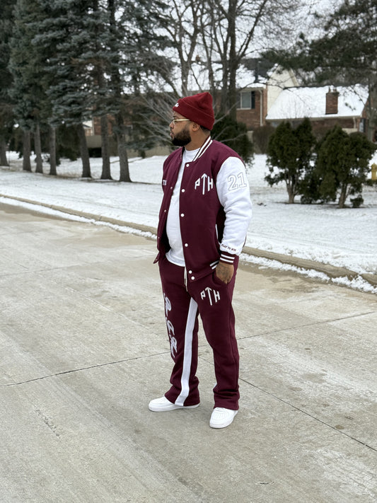 Burgundy Stack Jogger Set
